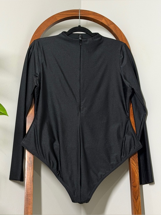 SKIMS Tops - SKIMS 3X Black Disco Mock Neck Long Sleeve Thong Bodysuit